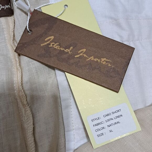 Island Importer Linen Boho Summer Drawstring Cargo Shorts XL Natural/Cream NWT - Picture 6 of 14